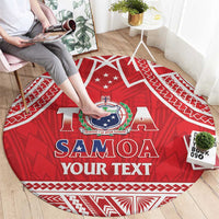 Samoa Rugby Custom Round Carpet Toa Samoa Pacific Sporty Red LT14 - Polynesian Pride