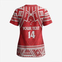 Samoa Rugby Custom Scrub Top Toa Samoa Pacific Sporty Red LT14 - Polynesian Pride