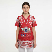 Samoa Rugby Custom Scrub Top Toa Samoa Pacific Sporty Red LT14 - Polynesian Pride