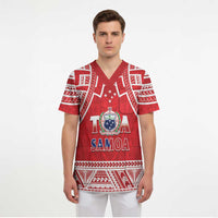 Samoa Rugby Custom Scrub Top Toa Samoa Pacific Sporty Red LT14 - Polynesian Pride