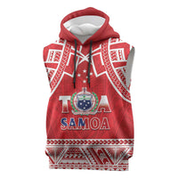 Samoa Rugby Custom Sleeveless Hoodie Toa Samoa Pacific Sporty Red LT14 Red - Polynesian Pride