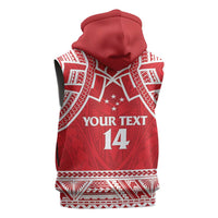 Samoa Rugby Custom Sleeveless Hoodie Toa Samoa Pacific Sporty Red LT14 - Polynesian Pride