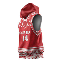 Samoa Rugby Custom Sleeveless Hoodie Toa Samoa Pacific Sporty Red LT14 - Polynesian Pride