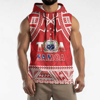 Samoa Rugby Custom Sleeveless Hoodie Toa Samoa Pacific Sporty Red LT14 - Polynesian Pride