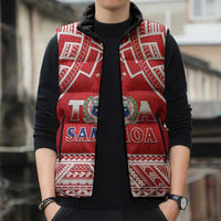 Samoa Rugby Custom Sleeveless Puffer Jacket Toa Samoa Pacific Sporty Red - Polynesian Pride
