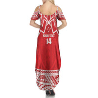 Samoa Rugby Custom Summer Maxi Dress Toa Samoa Pacific Sporty Red - Polynesian Pride