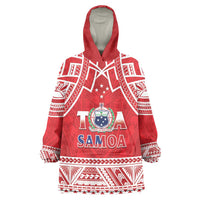 Samoa Rugby Custom Wearable Blanket Hoodie Toa Samoa Pacific Sporty Red LT14 One Size Red - Polynesian Pride