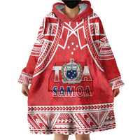 Samoa Rugby Custom Wearable Blanket Hoodie Toa Samoa Pacific Sporty Red LT14 - Polynesian Pride