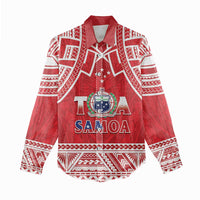 Samoa Rugby Custom Women Casual Shirt Toa Samoa Pacific Sporty Red - Polynesian Pride