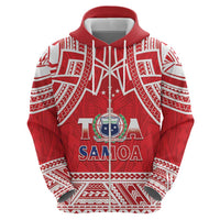 Samoa Rugby Custom Zip Hoodie Toa Samoa Pacific Sporty Red LT14 - Polynesian Pride