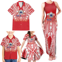 Toa Samoa Rugby Custom Family Matching Tank Maxi Dress and Hawaiian Shirt Samoa mo Samoa Polynesian Pacific Red - Polynesian Pride