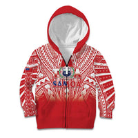 Toa Samoa Rugby Custom Kid Hoodie Samoa mo Samoa Polynesian Pacific Red LT14 Zip Hoodie Red - Polynesian Pride