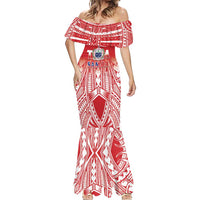 Toa Samoa Rugby Custom Mermaid Dress Samoa mo Samoa Polynesian Pacific Red - Polynesian Pride