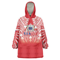 Toa Samoa Rugby Custom Wearable Blanket Hoodie Samoa mo Samoa Polynesian Pacific Red LT14 One Size Red - Polynesian Pride