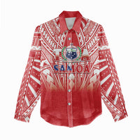 Toa Samoa Rugby Custom Women Casual Shirt Samoa mo Samoa Polynesian Pacific Red - Polynesian Pride