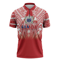 Toa Samoa Rugby Custom Zipper Polo Shirt Samoa mo Samoa Polynesian Pacific Red - Polynesian Pride