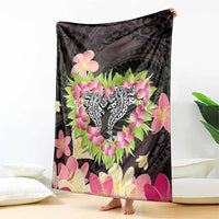 Polynesia Valentine's Day Blanket Hammerhead Shark Plumeria With Polynesian Pattern