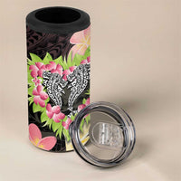 Polynesia Valentine's Day 4 in 1 Can Cooler Tumbler Hammerhead Shark Plumeria With Polynesian Pattern