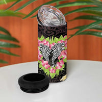 Polynesia Valentine's Day 4 in 1 Can Cooler Tumbler Hammerhead Shark Plumeria With Polynesian Pattern