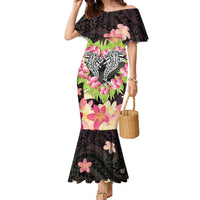 Polynesia Valentine's Day Family Matching Mermaid Dress and Hawaiian Shirt Hammerhead Shark Plumeria With Polynesian Pattern