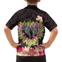 Polynesia Valentine's Day Family Matching Tank Maxi Dress and Hawaiian Shirt Hammerhead Shark Plumeria With Polynesian Pattern