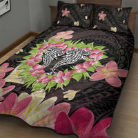 Polynesia Valentine's Day Quilt Bed Set Hammerhead Shark Plumeria With Polynesian Pattern