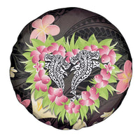 Polynesia Valentine's Day Spare Tire Cover Hammerhead Shark Plumeria With Polynesian Pattern