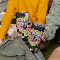 Polynesia Valentine's Day Tumbler Cup Hammerhead Shark Plumeria With Polynesian Pattern