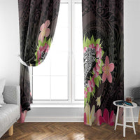 Polynesia Valentine's Day Window Curtain Hammerhead Shark Plumeria With Polynesian Pattern
