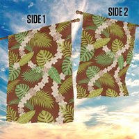 Brown Hawaii Plumeria Lei With Tropical Leaves Garden Flag