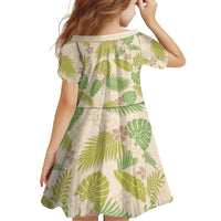 Beige Hawaii Plumeria Lei With Tropical Leaves Family Matching Tank Maxi Dress and Hawaiian Shirt