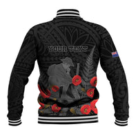 Personalised New Zealand ANZAC Day Baseball Jacket Lest We Forget Soldier Memorial LT15 - Polynesian Pride