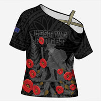 Personalised New Zealand ANZAC Day Cross Shoulder Shirt Lest We Forget Soldier Memorial LT15 Female Black - Polynesian Pride