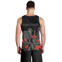 Personalised New Zealand ANZAC Day Men Tank Top Lest We Forget Soldier Memorial