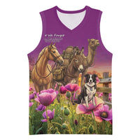 ANZAC Day Basketball Jersey Lest We Forget The Animals Of War LT15 Unisex Purple - Polynesian Pride