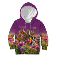 ANZAC Day Kid Hoodie Lest We Forget The Animals Of War LT15 Hoodie Purple - Polynesian Pride
