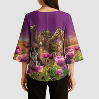 ANZAC Day Kimono Sleeve Blouse Lest We Forget The Animals Of War LT15 - Polynesian Pride