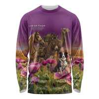 ANZAC Day Long Sleeve Shirt Lest We Forget The Animals Of War LT15 Unisex Purple - Polynesian Pride