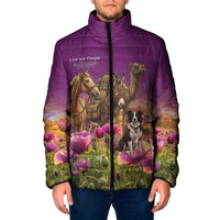 ANZAC Day Padded Jacket Lest We Forget The Animals Of War LT15 Men Purple - Polynesian Pride