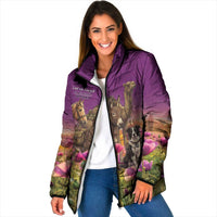 ANZAC Day Padded Jacket Lest We Forget The Animals Of War LT15 Women Purple - Polynesian Pride