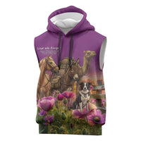ANZAC Day Sleeveless Hoodie Lest We Forget The Animals Of War LT15 Purple - Polynesian Pride