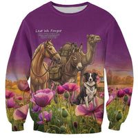 ANZAC Day Sweatshirt Lest We Forget The Animals Of War LT15 Unisex Purple - Polynesian Pride