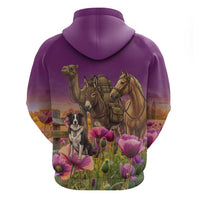 ANZAC Day Zip Hoodie Lest We Forget The Animals Of War LT15 - Polynesian Pride