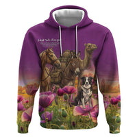 ANZAC Day Zip Hoodie Lest We Forget The Animals Of War LT15 Pullover Hoodie Purple - Polynesian Pride