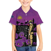 ANZAC Soldier and War Animals Family Matching Off Shoulder Maxi Dress and Hawaiian Shirt We Will Remember Them LT15 Son's Shirt Purple - Polynesian Pride