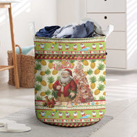 Hawaiian Santa Aloha Pineapple Christmas Laundry Basket Mele Kalikimaka LT15 Cream - Polynesian Pride