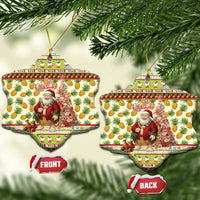Hawaiian Santa Aloha Pineapple Christmas Ceramic Ornament Mele Kalikimaka - Polynesian Pride