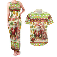 Hawaiian Santa Aloha Pineapple Christmas Couples Matching Tank Maxi Dress and Hawaiian Shirt Mele Kalikimaka - Polynesian Pride