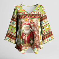 Hawaiian Santa Aloha Pineapple Christmas Kimono Sleeve Blouse Mele Kalikimaka LT15 Female Cream - Polynesian Pride
