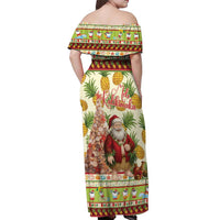 Hawaiian Santa Aloha Pineapple Christmas Off Shoulder Maxi Dress Mele Kalikimaka LT15 - Polynesian Pride